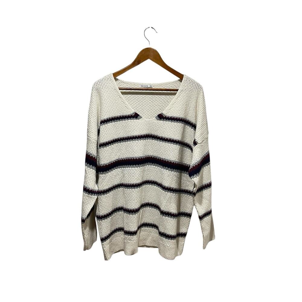 NWT Pink Clover Knit Striped Sweater Size XXL Stitch Fix Exclusive V-neck